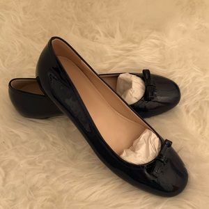New Prada Patent Leather Ballet Flats - Navy